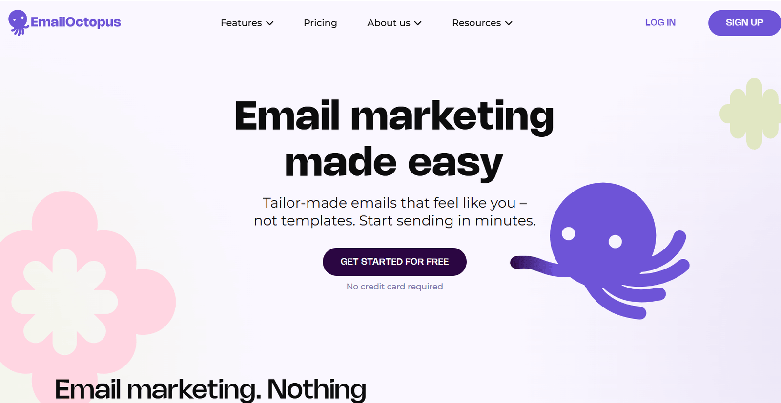 A screenshot of EmailOctopus' homepage for a post on Sendy alternatives