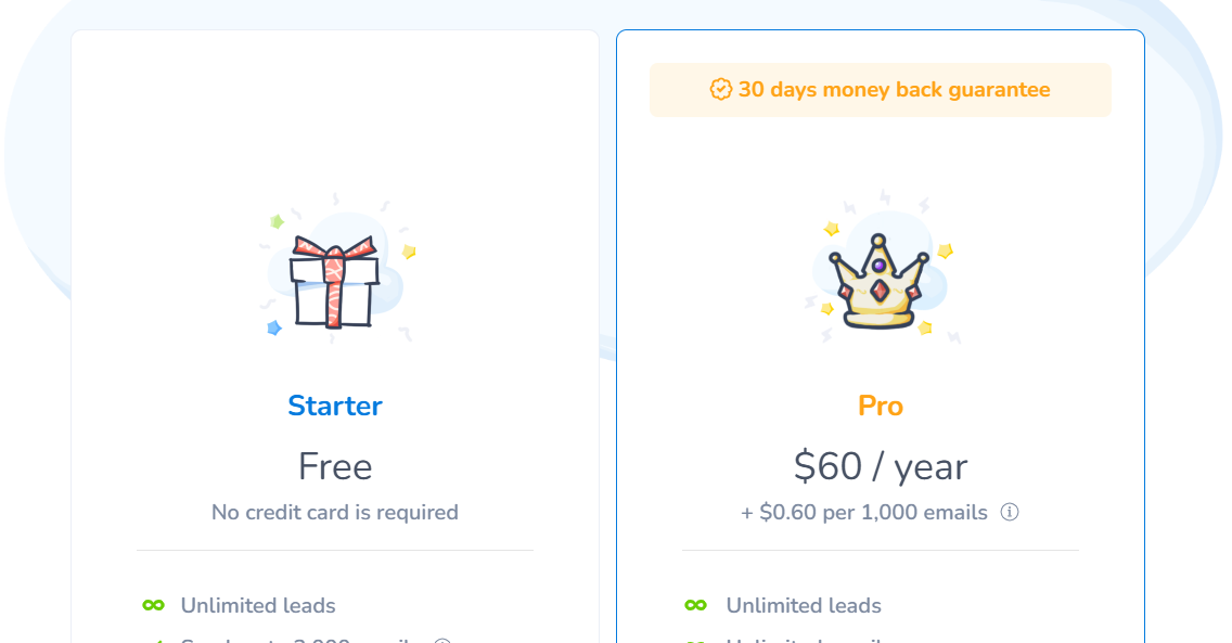 A screenshot of MailBluster' pricing page for a post on Sendy alternatives.