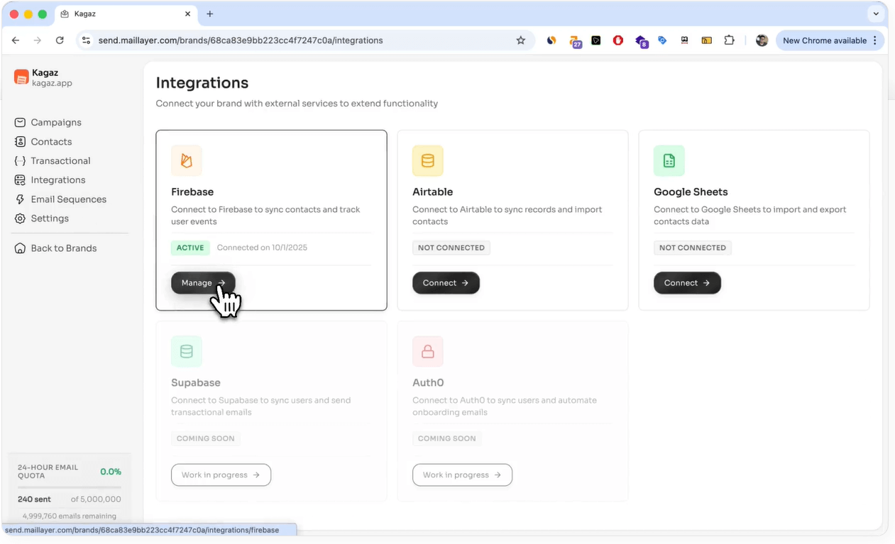 A screenshot showing Maillayer's integrations for a post discussing Maillayer's pricing.