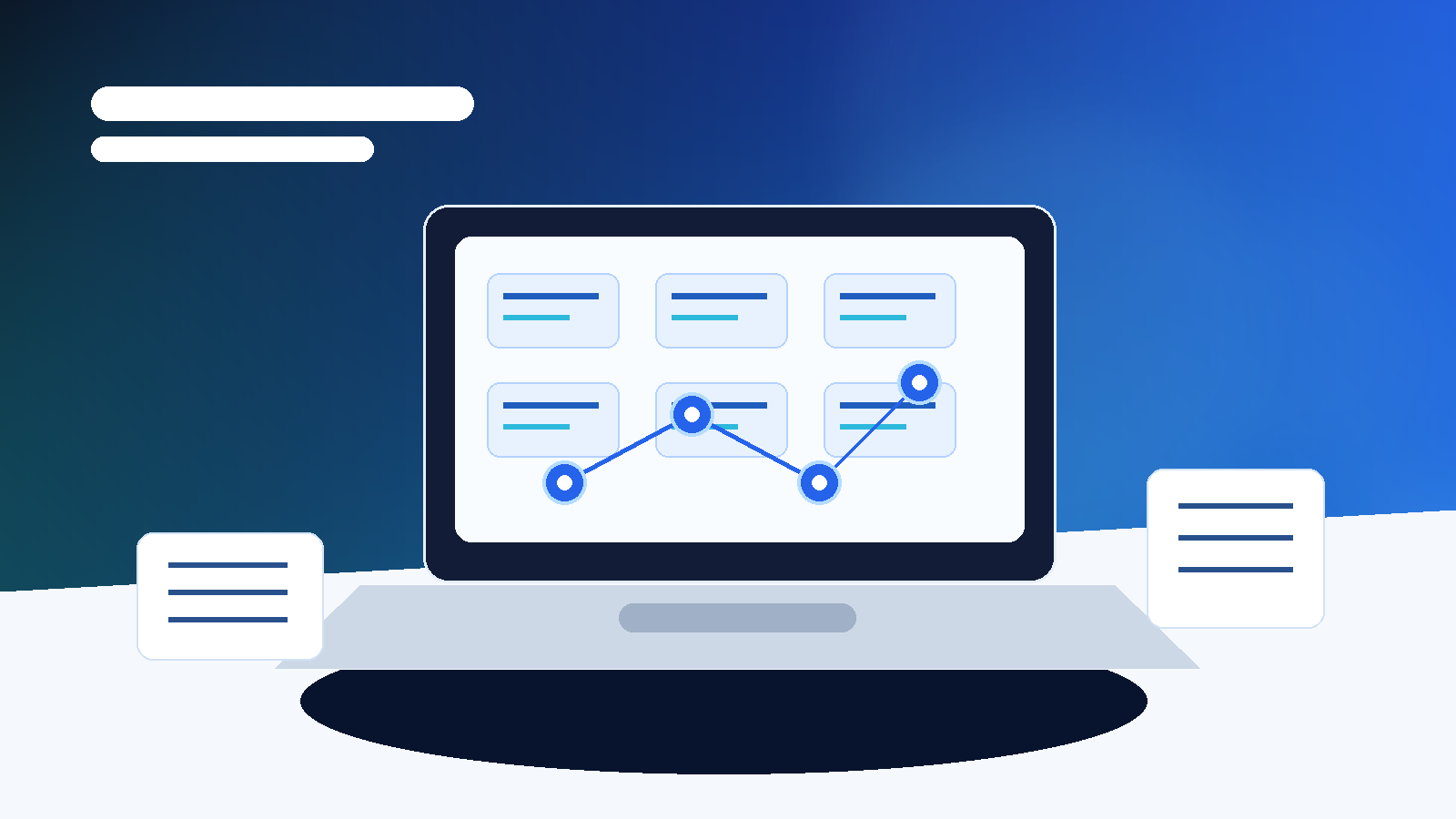 Abstract AI workflow automation canvas with connected app nodes