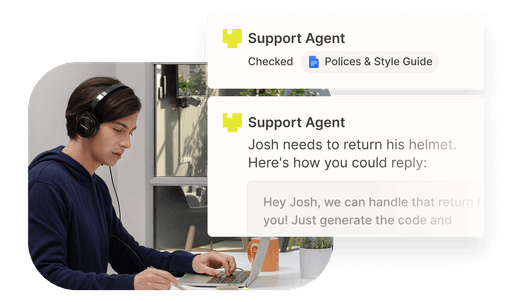 Zapier support agent using policies and a style guide to draft a customer reply