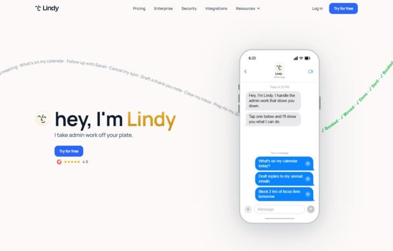 Lindy homepage screenshot