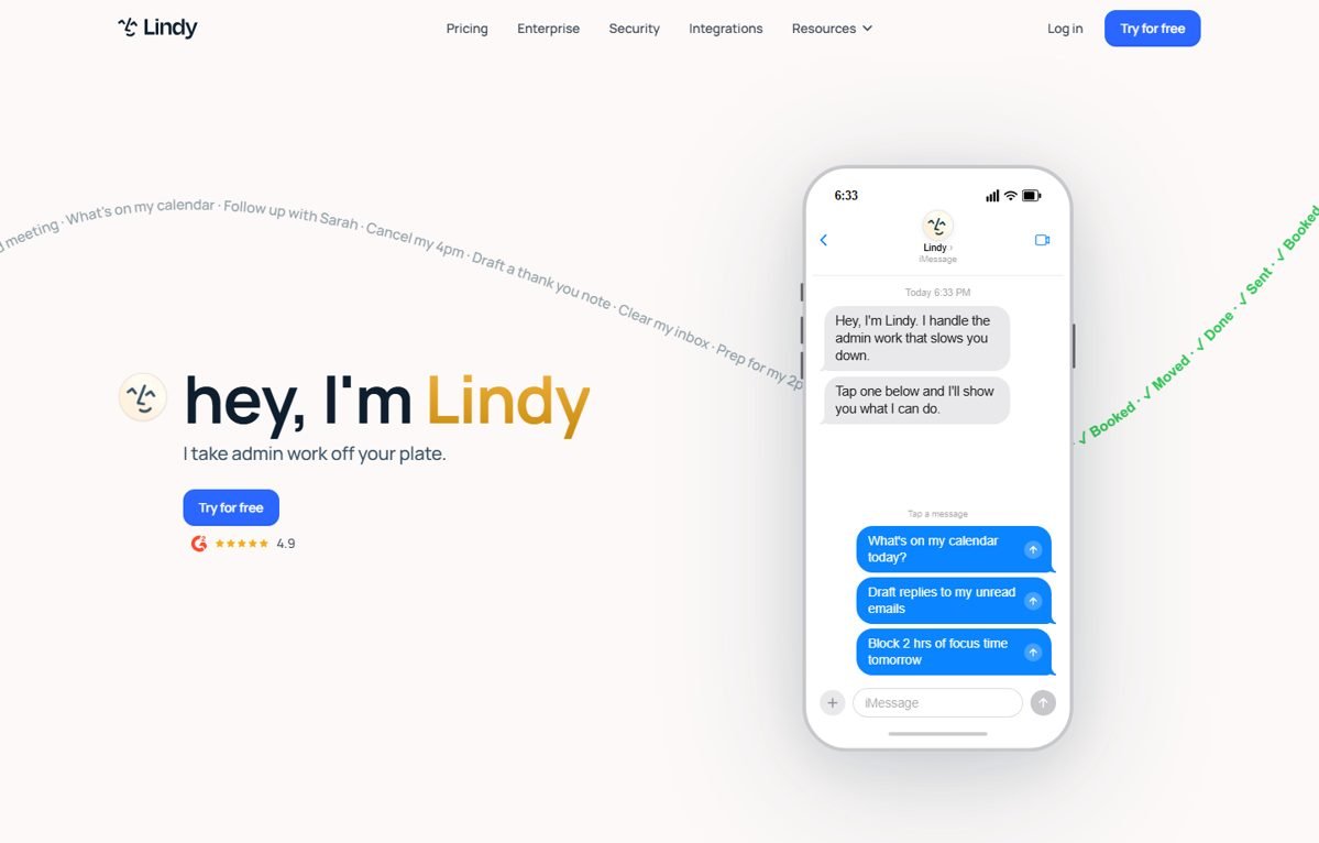 Lindy homepage screenshot