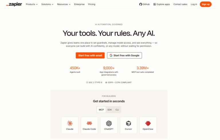 Zapier homepage screenshot